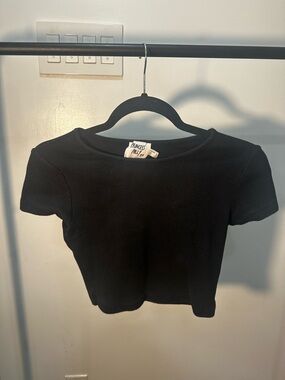 Princess Polly Black Ribbed Tee